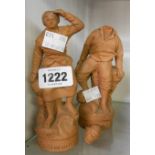 A pair of Belgian terracotta figures, signed and numbered and titled with Ostende to front - one