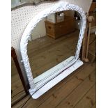 A 1.02m white painted carved pine framed dome-top overmantel mirror with acanthus style border and