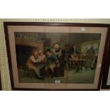 John A Lomax: a framed coloured print entitled The Story of the Elopement