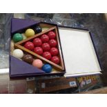 A vintage boxed set of Stoneball miniature snooker balls and triangle