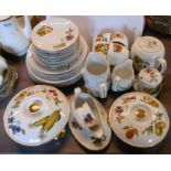 A large quantity of Royal Worcester Evesham tableware including teapot, jugs, tureens, cups and