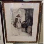 Louis Icart: a framed original late 1920's signed coloured print, depicting a fashionable lady and
