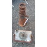 An old cast iron prop jack - sold with a WWII period 1 gallon can