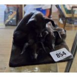 A small bronze figure group of pigs - signed to rear Montpelier 2000 with further moulded pad