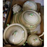 A box containing a quantity of Pall Mall pattern dinnerware including vegetable tureens, sauce