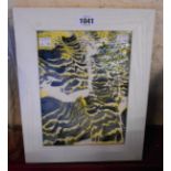 A framed modern ceramic tile with abstract decoration