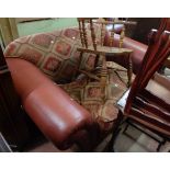 A 1.65m 20th Century vintage style brown hide and upholstered two seater settee with feather