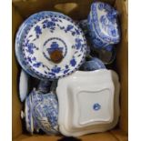 A box containing a quantity of assorted blue and white china