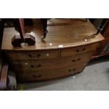 A 1.04m 19th Century mahogany bow front chest of two short and two long graduated drawers, set on