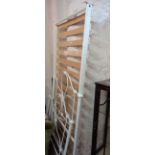 A modern 90cm Victorian style painted metal single bedstead with slatted base