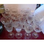 A selection of Brierley Crystal and other drinking glasses including champagne coups, wine