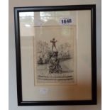 James Arden Grant 1887: a signed etching, depicting Peter Pan sculpture in Hyde Park by George