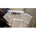 A French style white painted and parcel gilt triple dressing table mirror