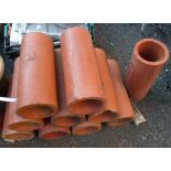 Eleven sections of terracotta drainage pipe - for wine storage
