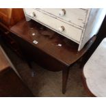 A 73cm 19th Century Pembroke table with rounded ends and drawer, set on square tapered legs