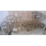 A selection of glassware including Art Deco part lemonade set, jugs, celery vase, etc.