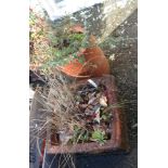 A terracotta tube form planter and a square planter