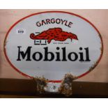 A small vintage Mobil Oil gargoyle double sided pump top enamel sign