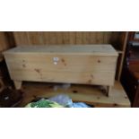 A 1.02m modern pine linen chest in the antique style