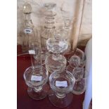 A quantity of glassware including decanters, Dartington glass candlesticks, etc.