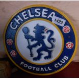 A modern cast metal and painted Chelsea FC sign