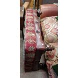 A 1.23m 20th Century vintage style double foot stool with tapestry upholstered top and studded