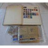 A schoolboy album with part stamp contents - sold with loose stamps and old letters