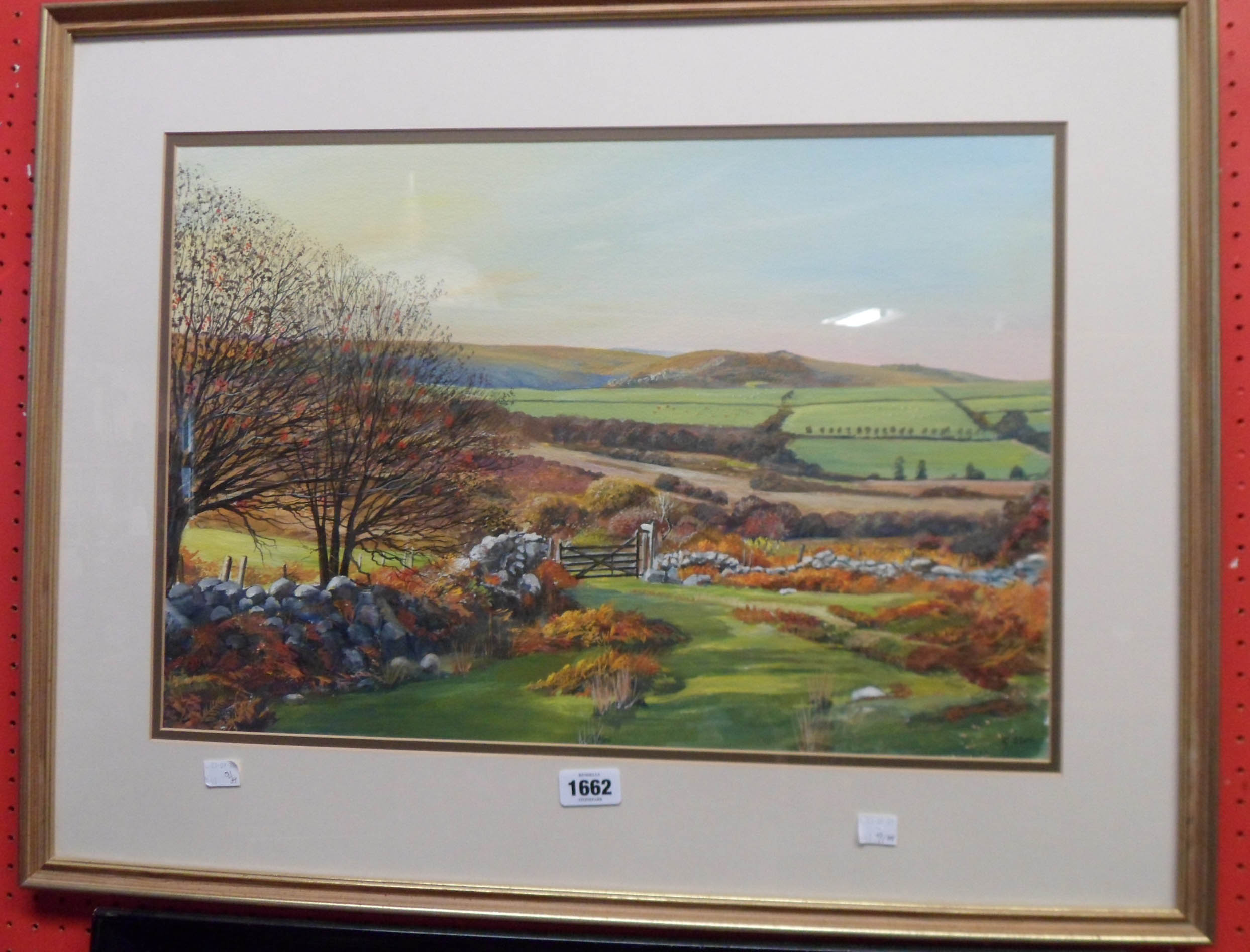 G. Stone: a gilt framed acrylic depicting extensive rural landscape - signed