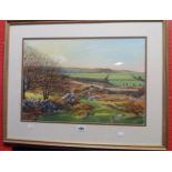 G. Stone: a gilt framed acrylic depicting extensive rural landscape - signed