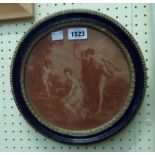 An antique circular Hogarth framed Bartolozzi style Kaufmann print with Cupid - sold with a