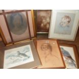 A small collection of portraiture and other framed pictures and prints