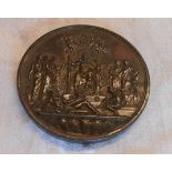 A Victorian bronze J.E.B 1887 Jubilee commemorative medallion