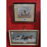 †Ninetta Butterworth: two framed small watercolours, both depicting wild ponies - signed