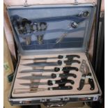 A briefcase cased set of Berghaus stainless steel kitchen knives