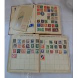 Two schoolboy stamp albums containing 19th Century and later GB and world stamps