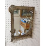 An Art Nouveau style Lady By The Lake wall mirror with cast brassed border and feet under - easel