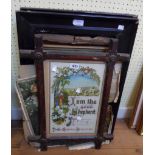 A Victorian cross framed religious text print - sold with framed and unframed pictures - various