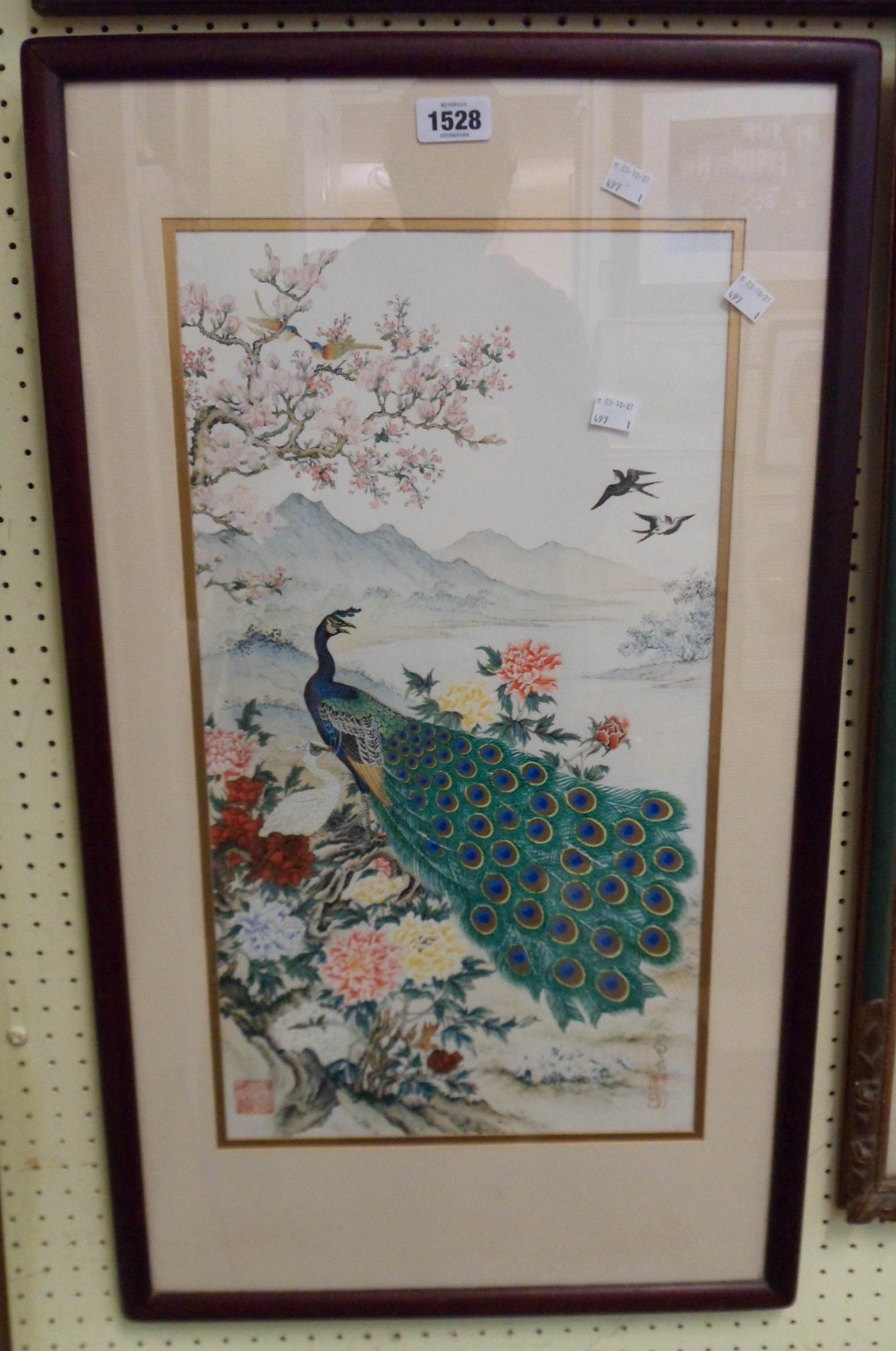 Wei Tseng Yang: a framed coloured print on silk entitled The Awakening Of Spring - signed and with