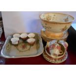 A small selection of ceramic items including Royal Doulton Azalea pattern cups and saucers,