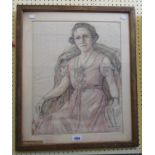 Edith Hughes: a gilt framed coloured chalk sketch portrait of Lady Allardyce - signed and with