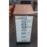 A vintage Bisley small eight drawer filing cabinet