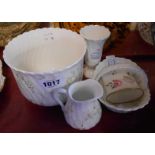 Four pieces of Wedgwood Campion pattern china and a small Worcester Marissa pattern oval spill vase