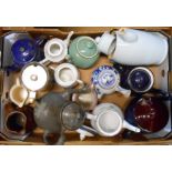 A box containing a selection of assorted ceramic and other collectable items including purple lustre