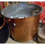 An old copper washing boiler - sold with an old tinned copper mulling horn