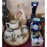 A selection of assorted ceramics including Doulton Lambeth stoneware vase, sponge decorated red