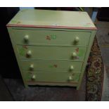 A 74cm 20th Century decorative painted mixed wood chest of four long graduated drawers, set on