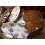 A box containing a selection of assorted ceramic items and glassware including vintage sweet jar,