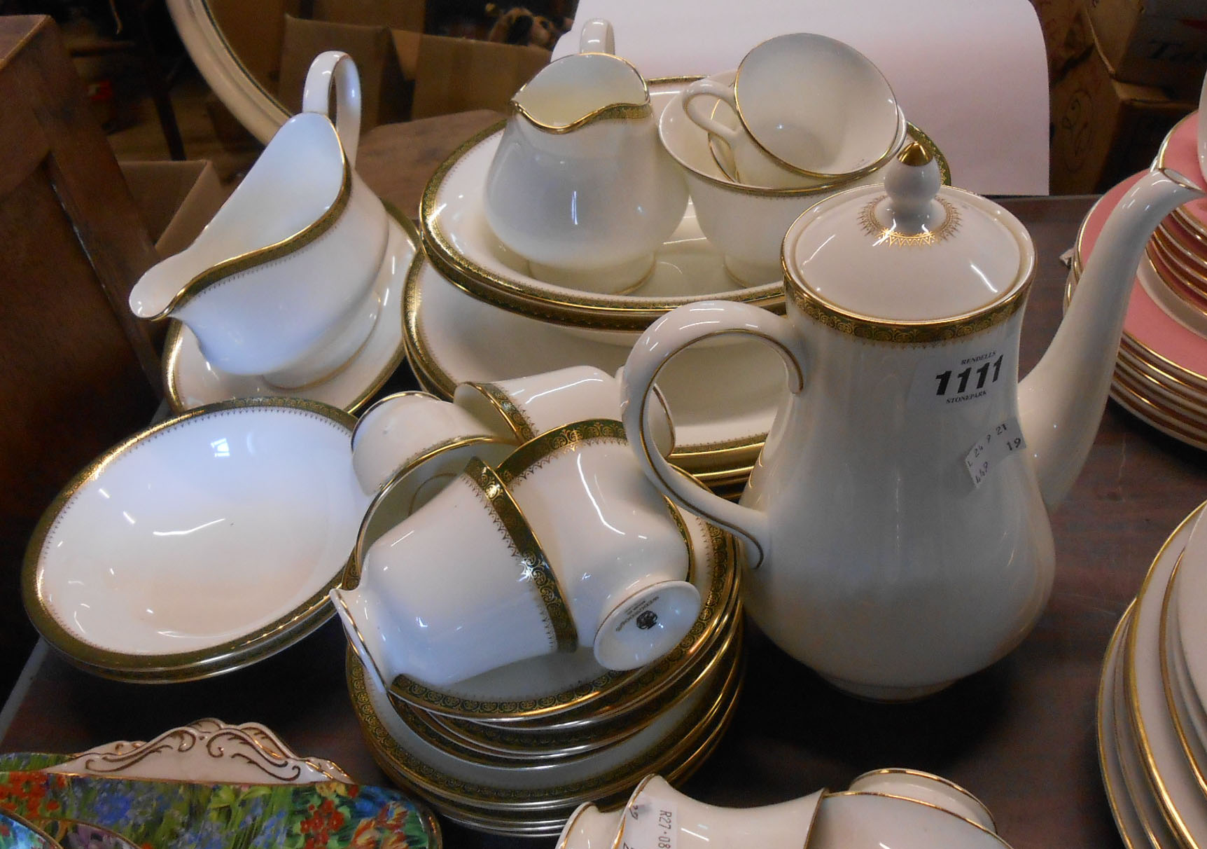 A selection of Wedgwood bone china Chester pattern tea and dinnerware comprising coffee pot, five