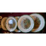A set of eleven vintage Copeland Spode picture plates, each depicting a hunting scene from the