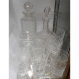 A small quantity of cut glassware including decanter and drinking glasses